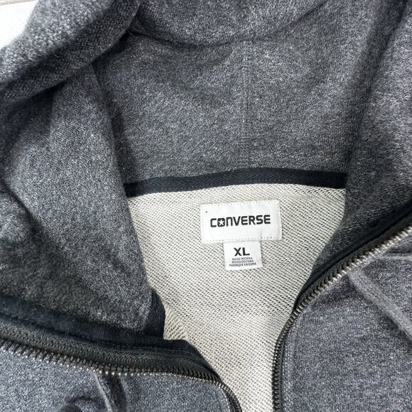 Converse‎ Men's Gray Athletic Quarter Zip Hooded Long Sleeve Sweatshirt XL/C46 - Picture 5 of 11